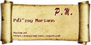 Pázsy Mariann névjegykártya